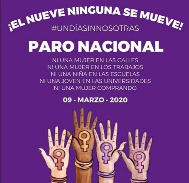 Paro Nacional 2020 mujeres contra feminicidios